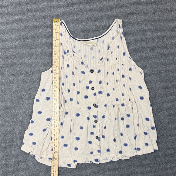 Anthropologie Maeve Soana Swing Pleated Ivory Blue Polka Dot Tank Top. Sz8P (T2) - Picture 8 of 8